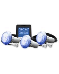 Aqua-Quip EvoFG Series 3 x Blue LED Colour Niche Pool Light w/ Fibreglass Mounting Kit, 30M Cables and Transformer