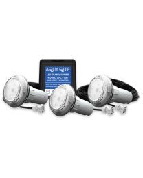 Aqua-Quip EvoFG Series 3 x White LED Colour Niche Pool Light w/ Fibreglass Mounting Kit, 30M Cables and Transformer