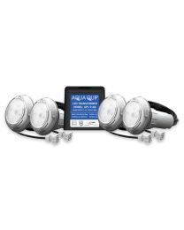 Aqua-Quip EvoFG Series 4 x White LED Colour Niche Pool Light w/ Fibreglass Mounting Kit, 30M Cables and Transformer