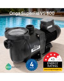 Onga SuperFlo VS 800 Energy Efficient Variable Speed ECO Pool Pump. 4Y Warranty, 4.5 Star Rated, Quiet