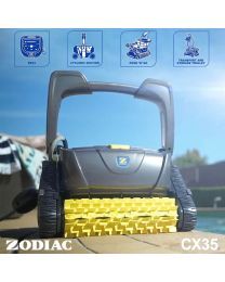 Zodiac CX35 Robotic Pool Cleaner w/Caddy & Timer + 100 Micron Filter for Fine Dust. Floor, Wall, Waterline