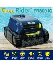 Zodiac FreeRider FR800 iQ Cordless Robotic Pool Cleaner w/ NEW Tap & Lift Feature, Dual Stage Filtration and App Control. Floor, Wall, Waterline