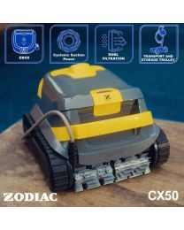 Zodiac CX50 Robotic Pool Cleaner w/Caddy & Dual Stage Filtration. Floor, Wall, Waterline