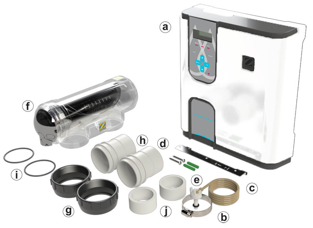 Zodiac eXO iQ Salt Chlorinator System Contents