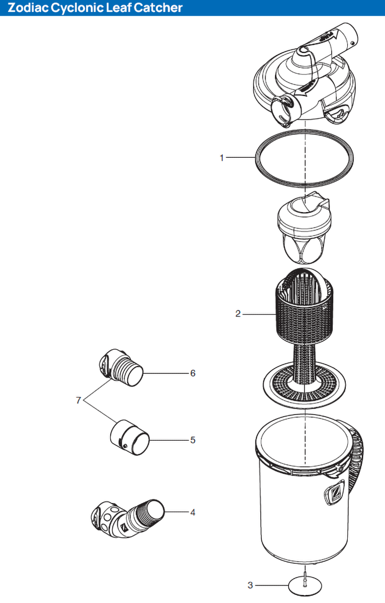 Zodiac Cyclonic Leaf Catcher Parts Diagram