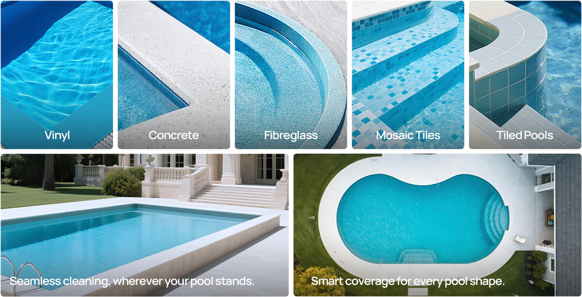 iGarden K80 suitable for common residential pool shapes surfaces and pool types