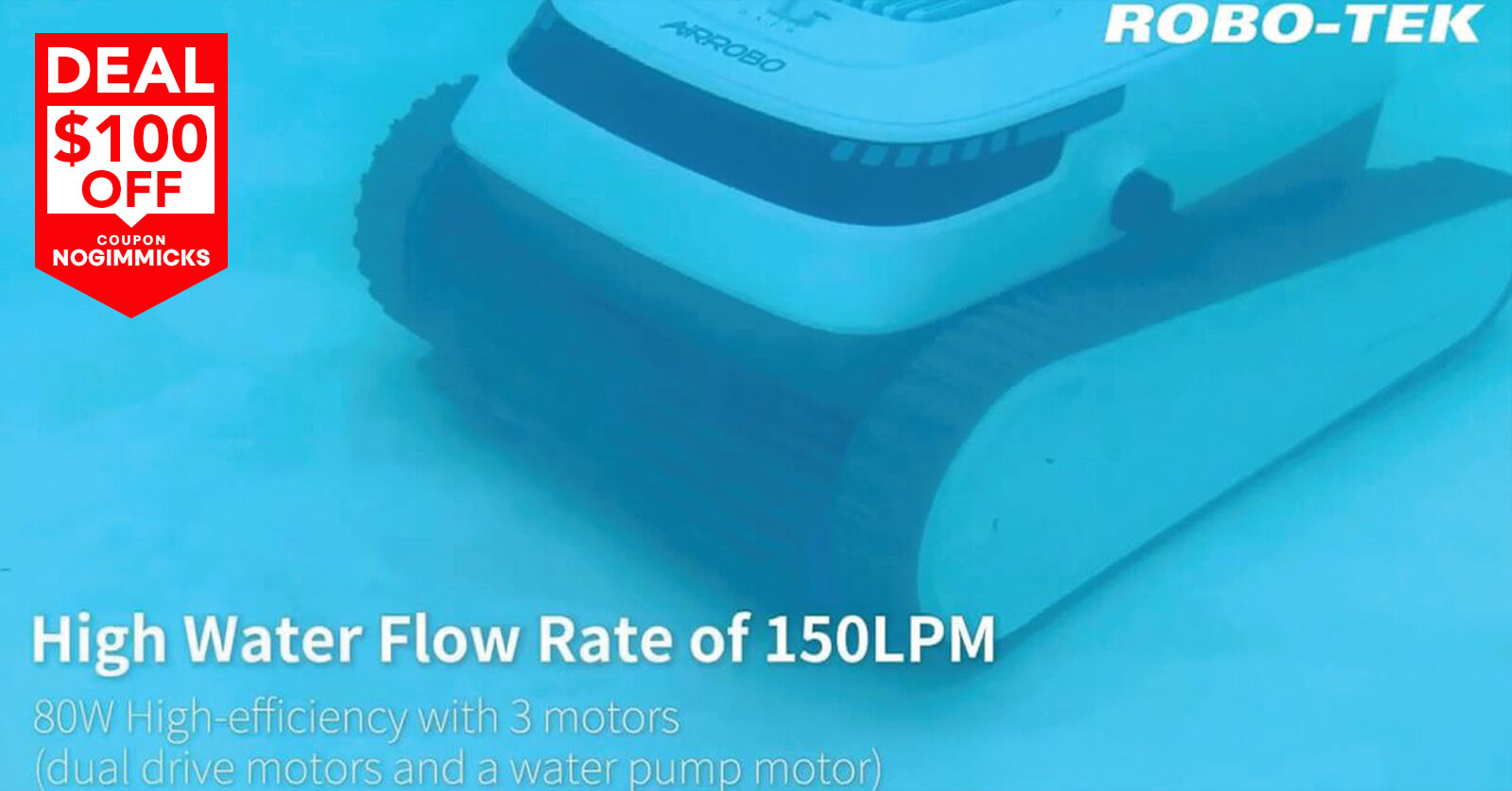 Robo-Tek Robo-Charge Cordless Robotic Pool Cleaner