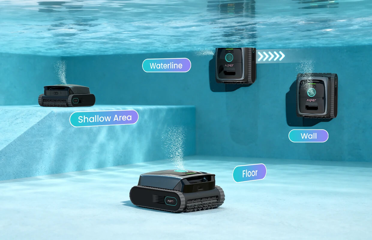 Aiper Scuba S3 expanded floor wall and waterline cleaning coverage