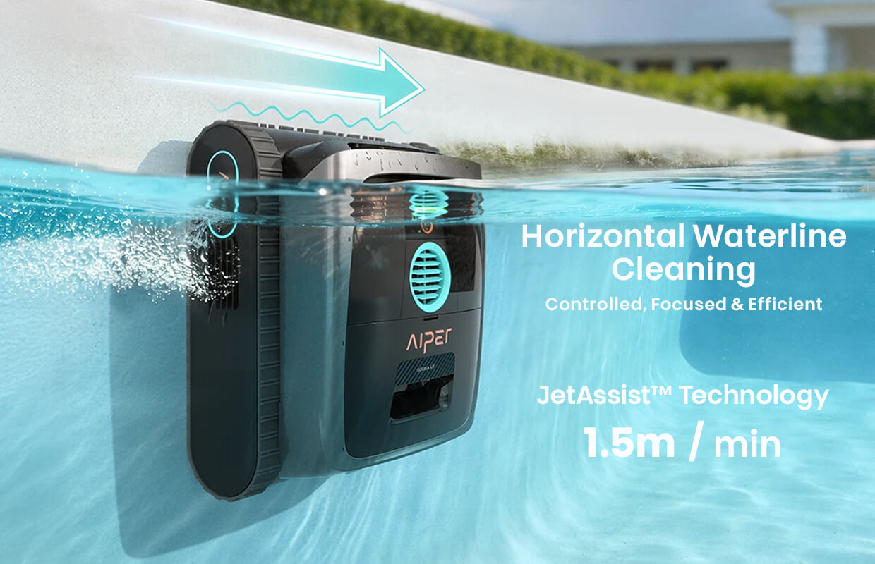 Aiper Scuba S3 JetAssist horizontal waterline cleaning