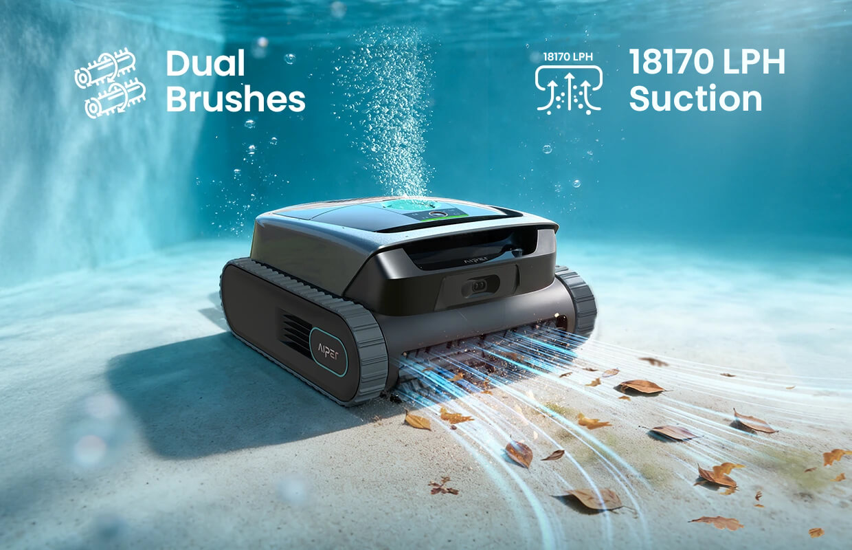 Aiper Scuba S3 dual active brushes and powerful suction
