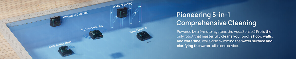 AquaSense 2 Pro - 5-in-1 cleaning overview