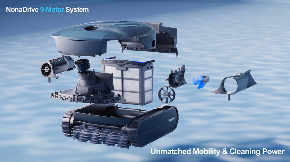 NonaDrive 9-motor system delivering powerful suction and propulsion