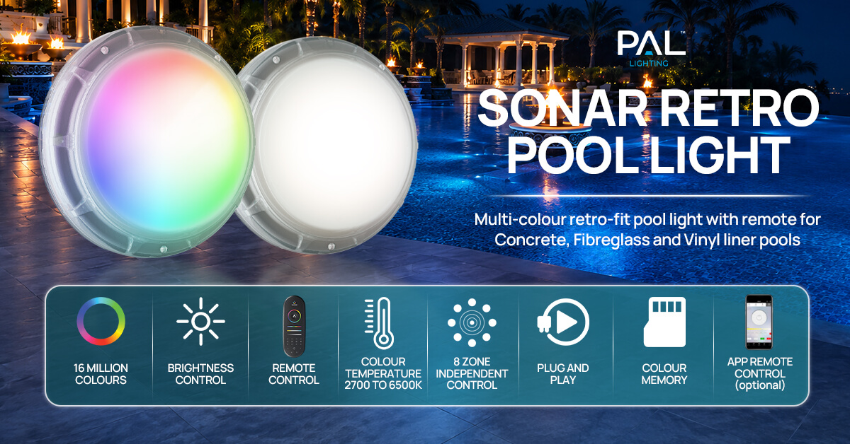 PAL Sonar Retro Pool Light with remote control and key features