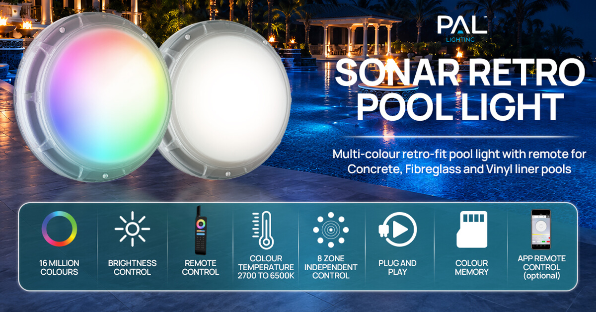 PAL Sonar Retro Pool Light with remote control and key features