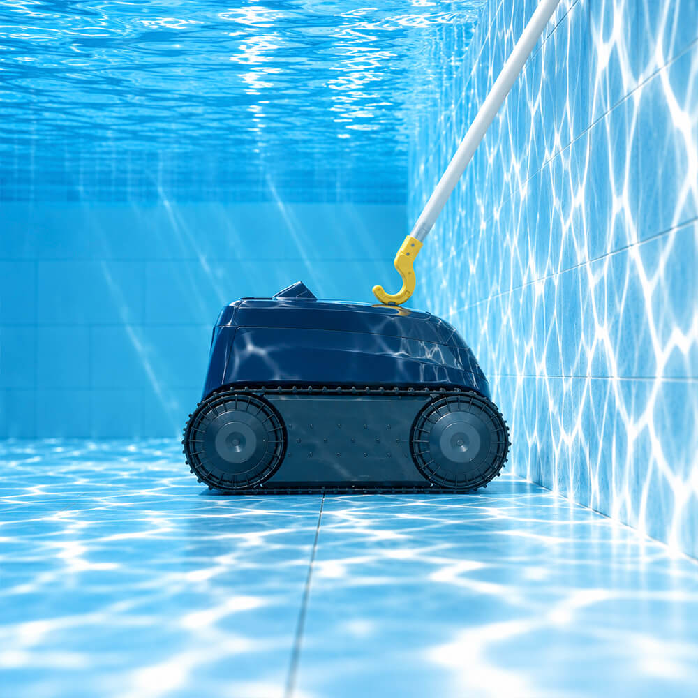 Zodiac FreeRider FR500 iQ Tap and Lift retrieval system activated using a pool pole