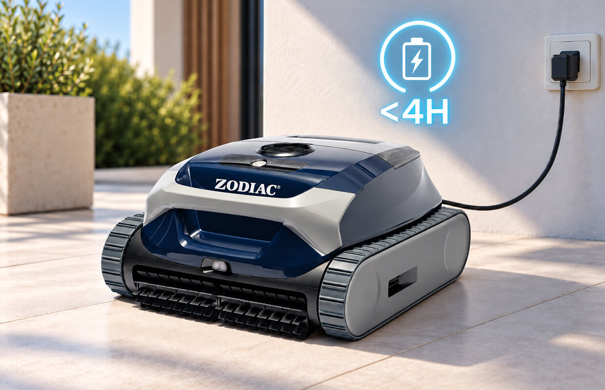 Zodiac FreeRider FR350 iQ charging in less than 4 hours