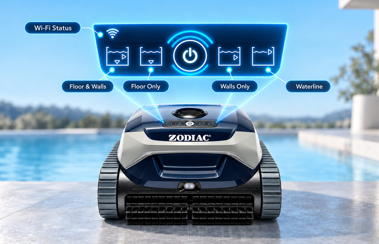 Zodiac FreeRider FR350 iQ onboard controls with four cleaning modes