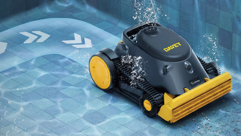 Davey TurboSweep wall detection and impact avoidance during pool cleaning