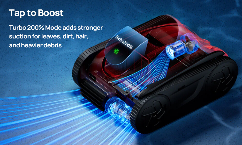 iGarden K Pro Series Turbo Mode peak performance for heavier pool debris