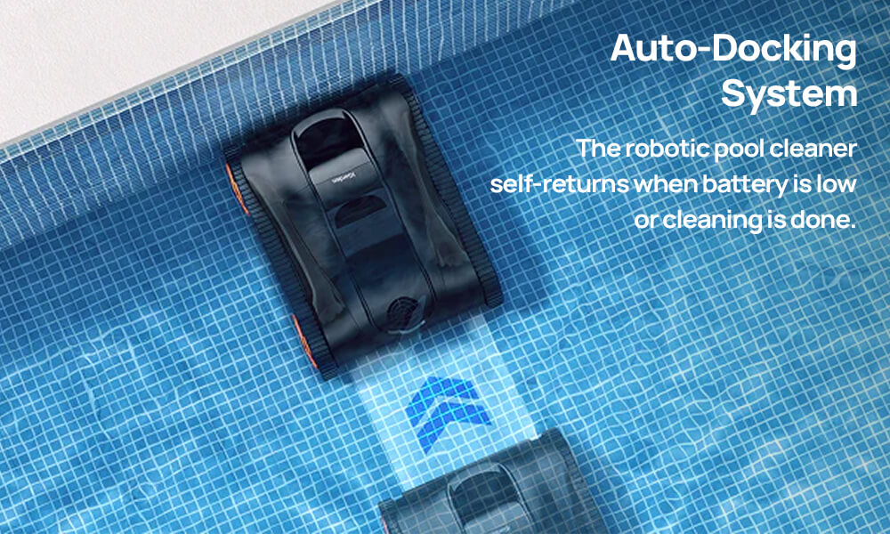 iGarden K80 auto-parking at pool edge for easier retrieval