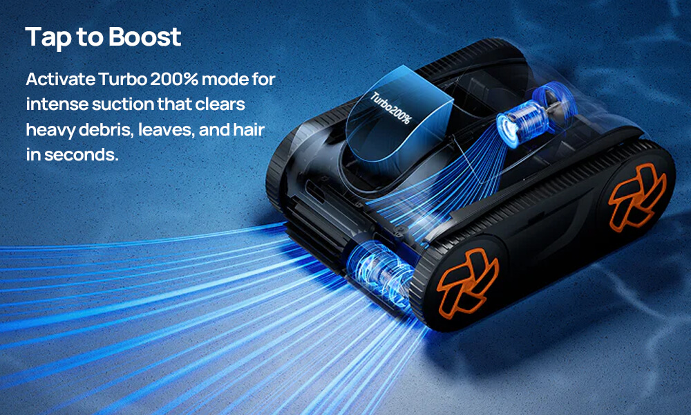 iGarden K80 Turbo Mode peak performance for heavier pool debris