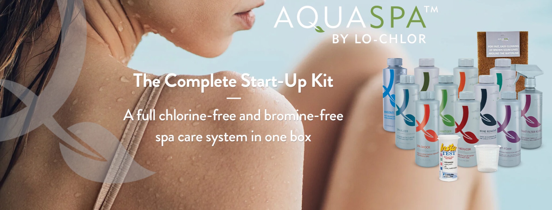 Complete AquaSpa chlorine-free and bromine-free spa start-up system