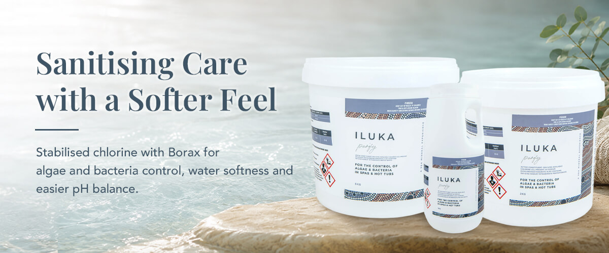 Iluka Purify stabilised chlorine spa sanitiser for algae and bacteria control