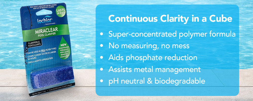 Continuous clarifying action for polished pool water