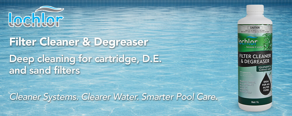 High-strength filter cleaner and degreaser for pool and spa filtration systems