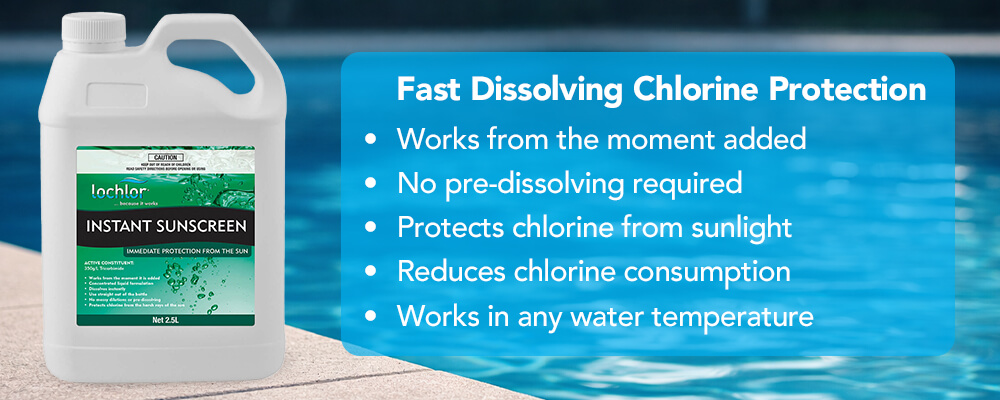 Immediate liquid stabiliser action for chlorine protection