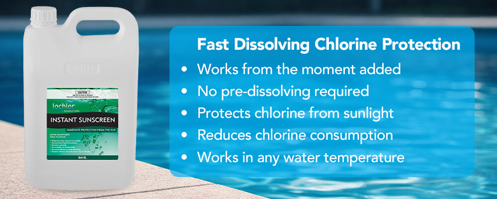 Immediate liquid stabiliser action for chlorine protection