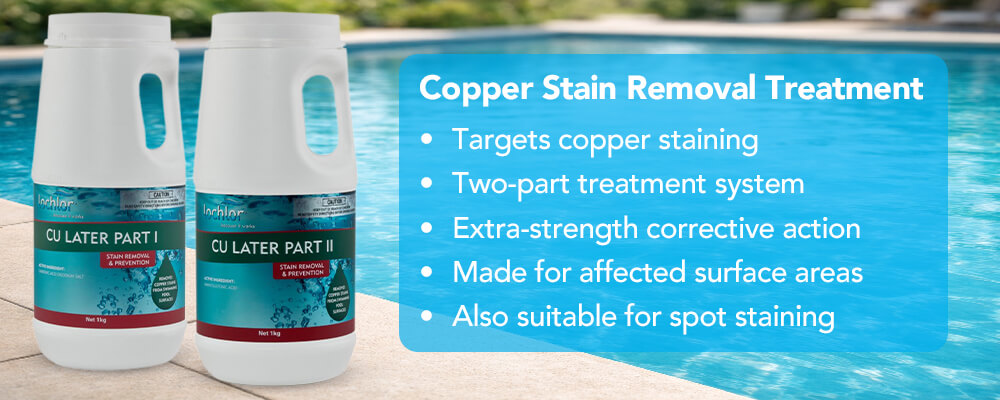 Targeted treatment for copper staining in pools