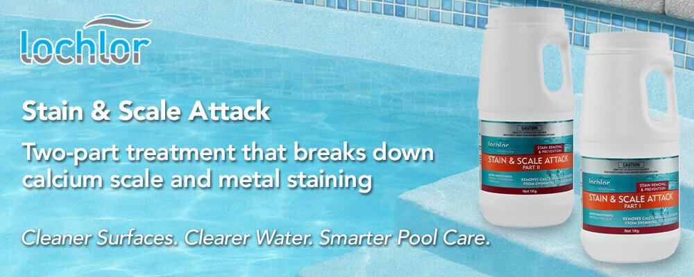 Two-part treatment that breaks down calcium scale and metal staining