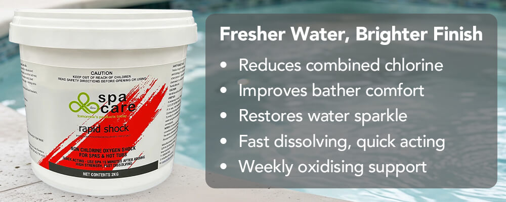 Fast-acting non-chlorine shock for fresher spa water
