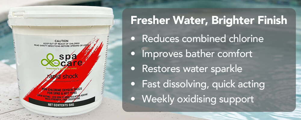 Fast-acting non-chlorine shock for fresher spa water