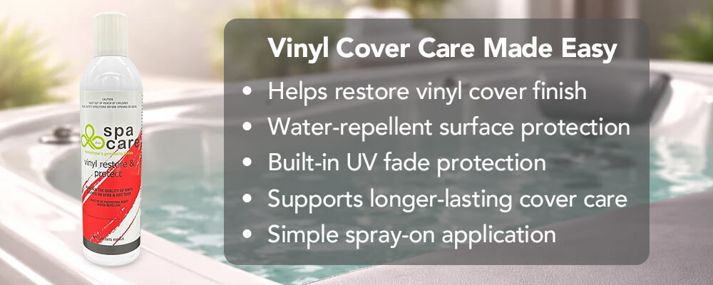 Spa cover care with water-repellent and UV-resistant protection