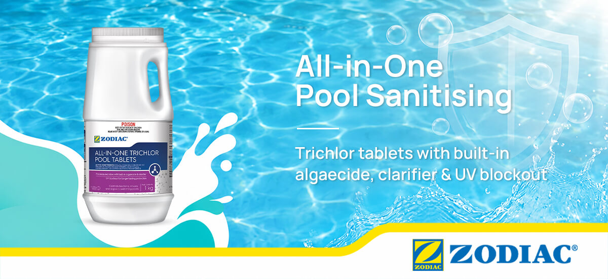 Zodiac All-in-One TriChlor Pool Tablets for pool sanitising with algaecide and clarifier