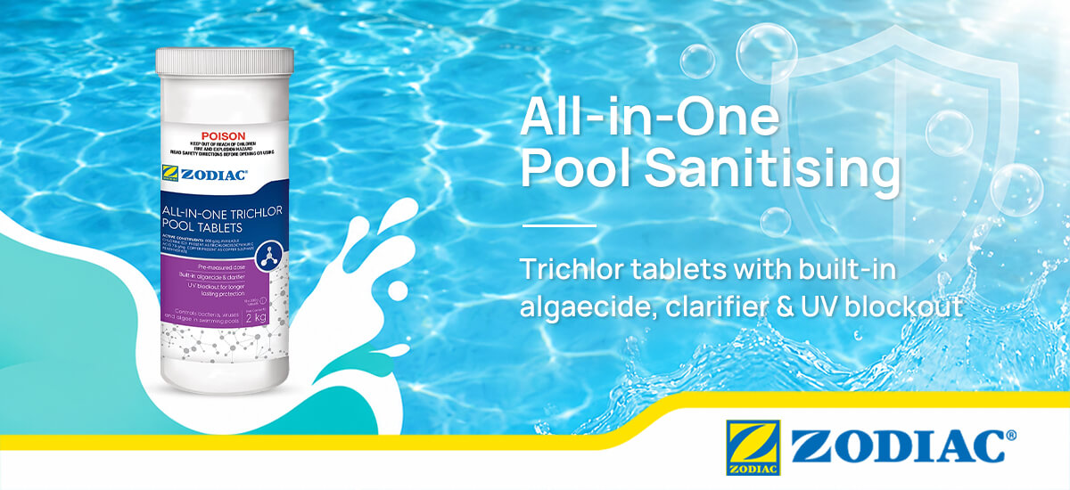 Zodiac All-in-One TriChlor Pool Tablets for pool sanitising with algaecide and clarifier