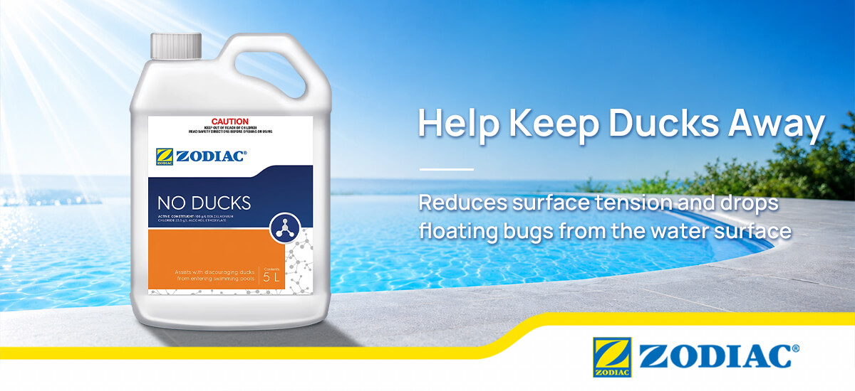 Zodiac No Ducks for discouraging ducks and dropping floating pool bugs