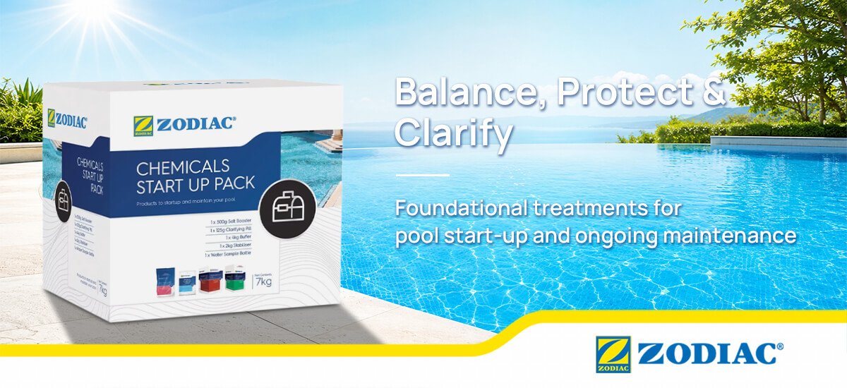 Zodiac Pool Chemical Start-Up Pack for water balance, chlorine support, UV protection and clarity