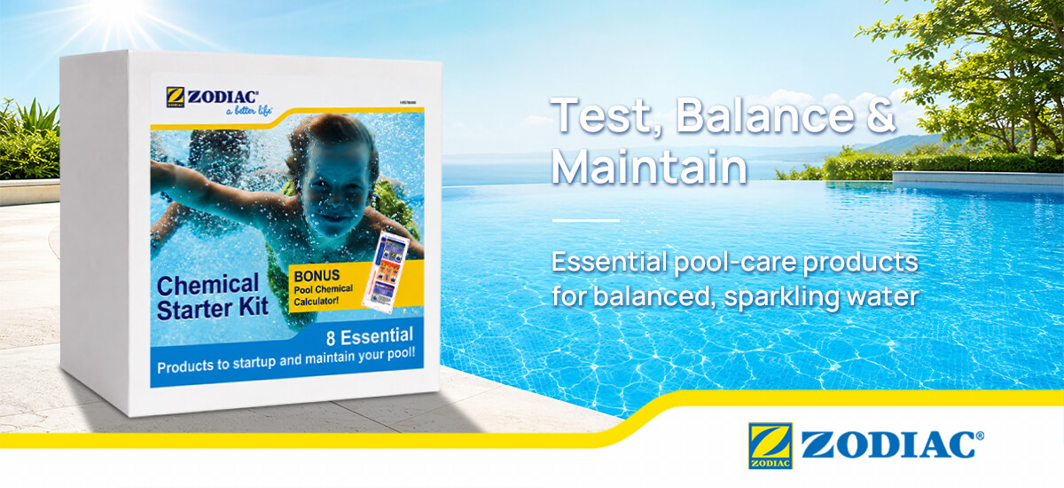 Zodiac Pool Chemical Starter Kit for testing, balancing and maintaining pool water