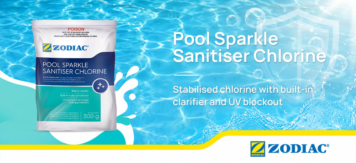 Zodiac Pool Sparkle Sanitiser Chlorine stabilised chlorine with built-in clarifier and water conditioner
