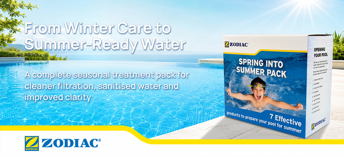 Zodiac Spring Into Summer Pool Care Pack for seasonal pool preparation and water care