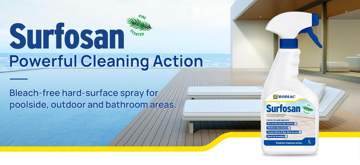 Zodiac Surfosan bleach-free cleaner for hard surfaces around pools and spas